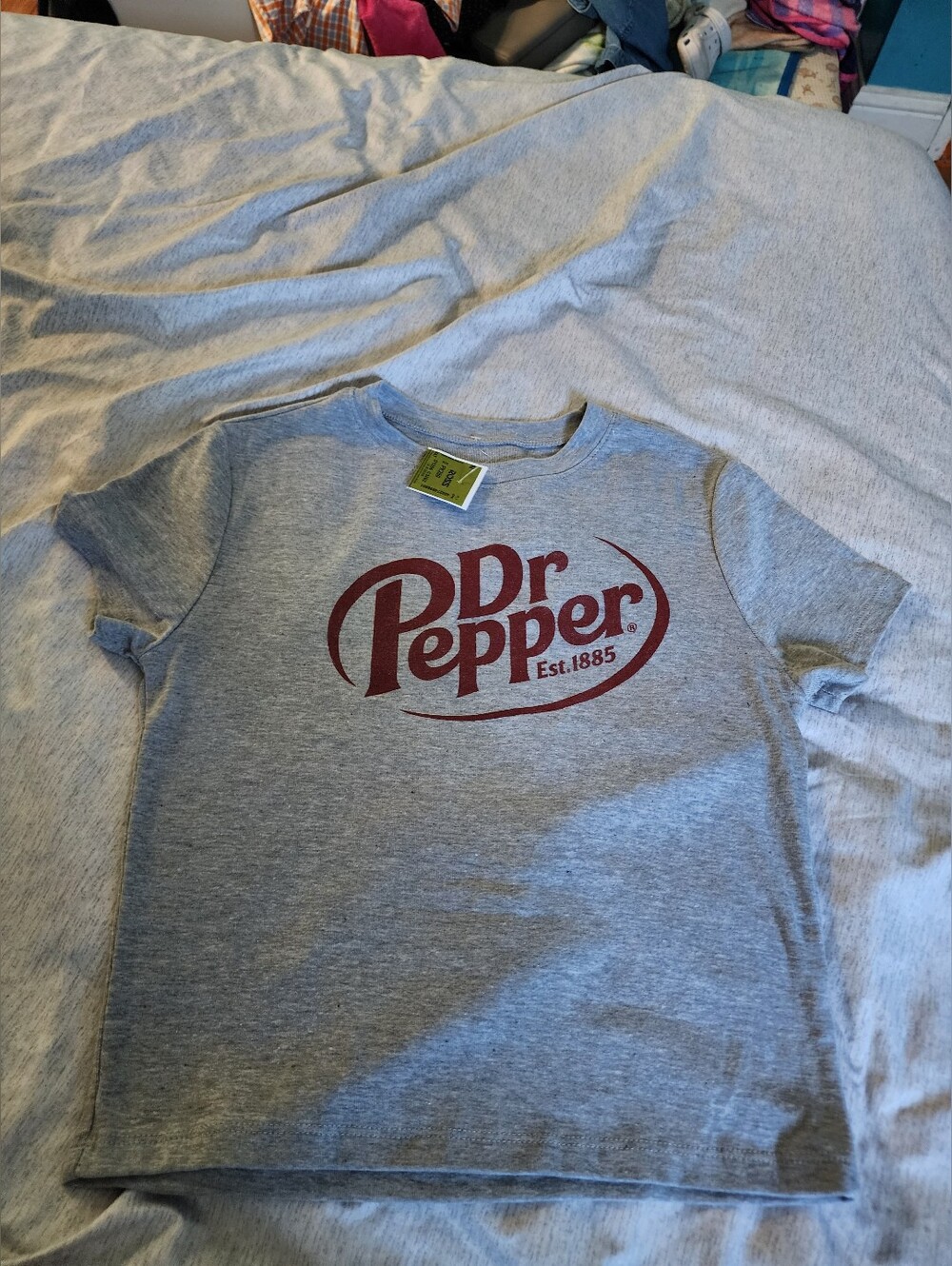 Dr. Pepper Logo Grey T-Shirt - Gray with Maroon Print